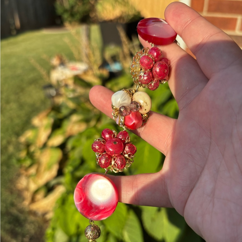“Raspberries and Cream” ♥️ Handcrafted bracelet from repurposed vintage earrings